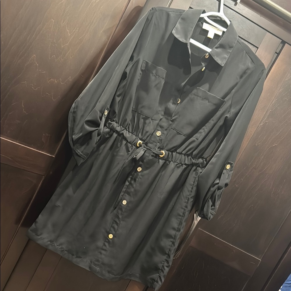 Black Button-Up Shirt Dress